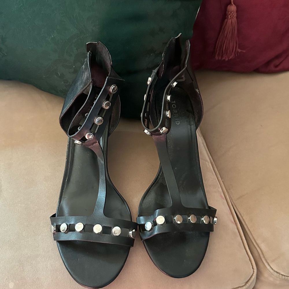Studded Black Wedge Shoes